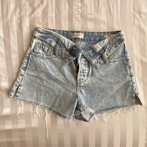 PacSun High-Rise Fold Over Shorts (Size 24, Light Blue)